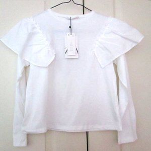 Zara Girls White Dressy Blouse 11-12 NWT